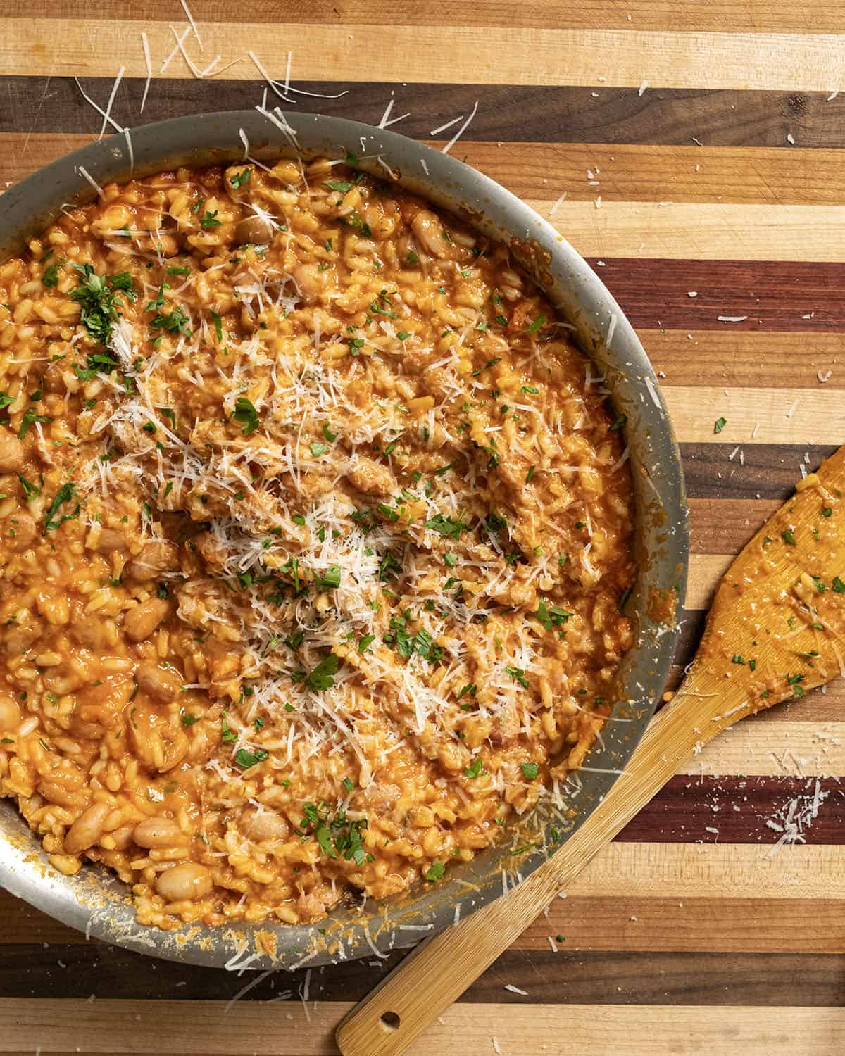Italian rice and beans in a bowl.
