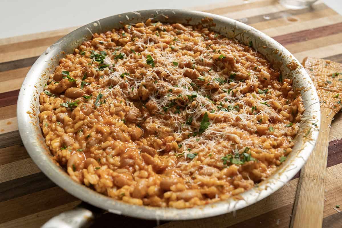 Italian rice and beans in a bowl.