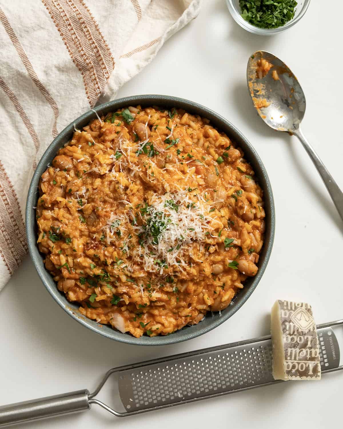 Italian rice and beans in a bowl.