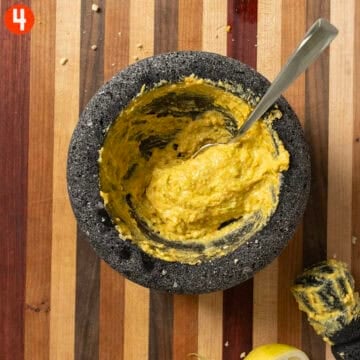 Mixture combined with olive oil.