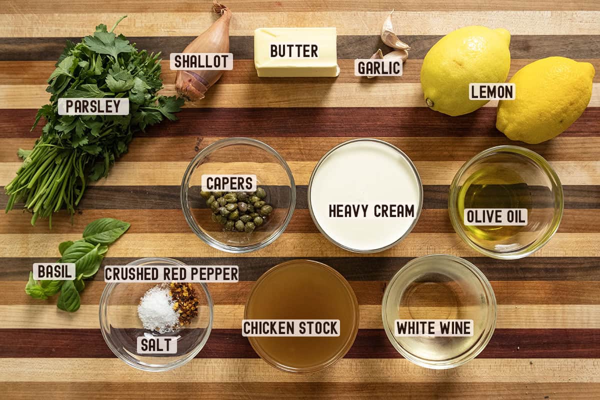 Ingredients for the creamy lemon sauce.