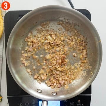 Sauteing shallots and garlic.