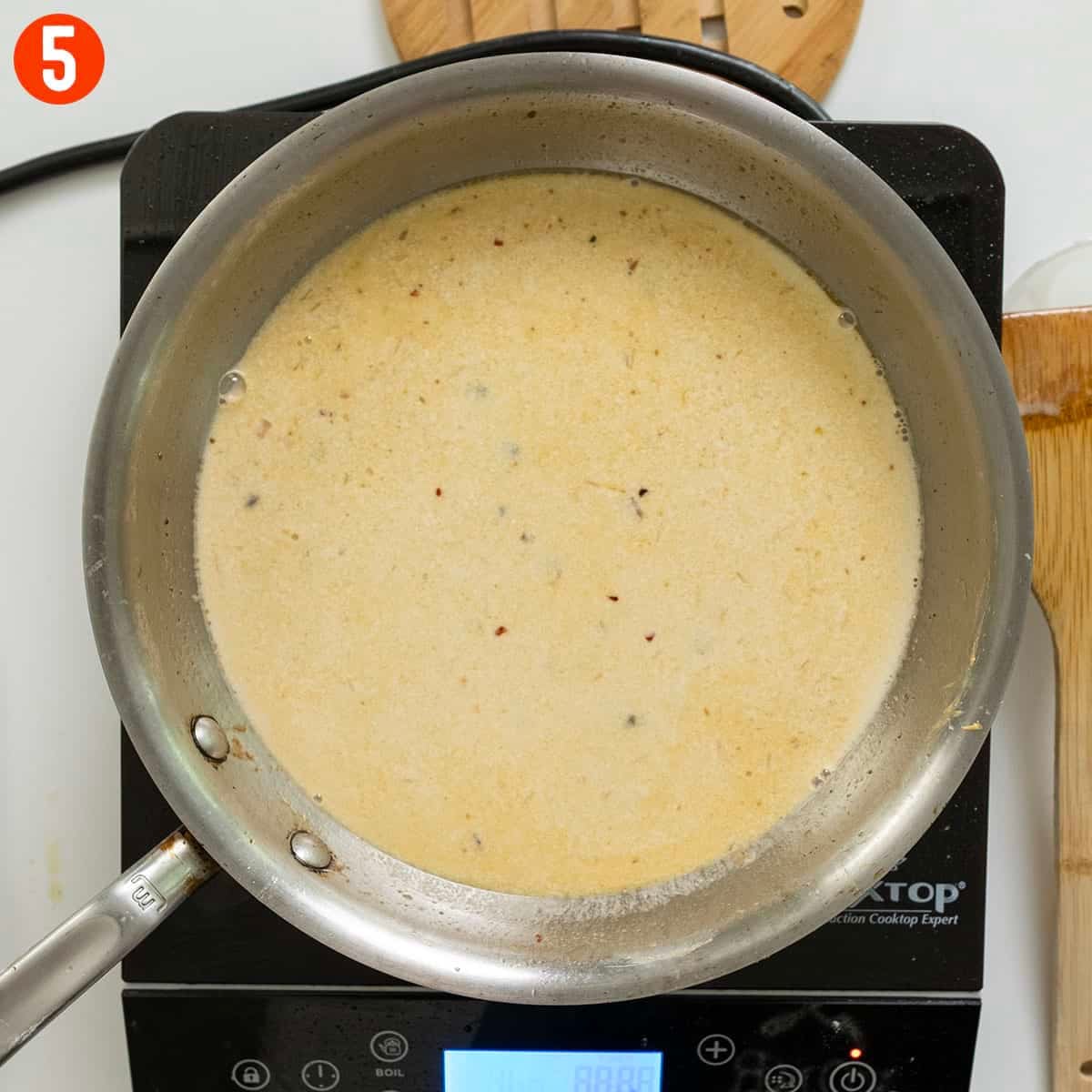Heavy cream added to the sauce.