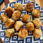 Italian style meatballs finished on a plate.