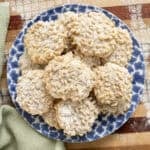 Pignoli cookies on a plate.