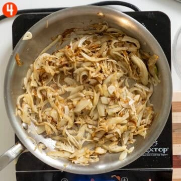 Caramelizing fennel and garlic in a saucepan.