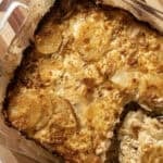 Fennel and potato au gratin, baked until golden brown.