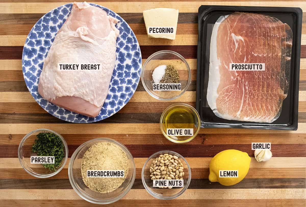 Ingredients for stuffed turkey breast.