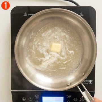 Melting butter in a pan.