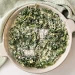 Steakhouse creamed spinach in a serving bowl.