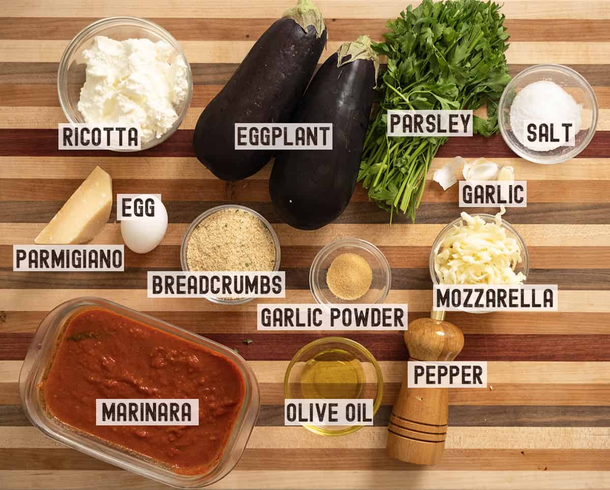 Ingredients for eggplant rollatini.