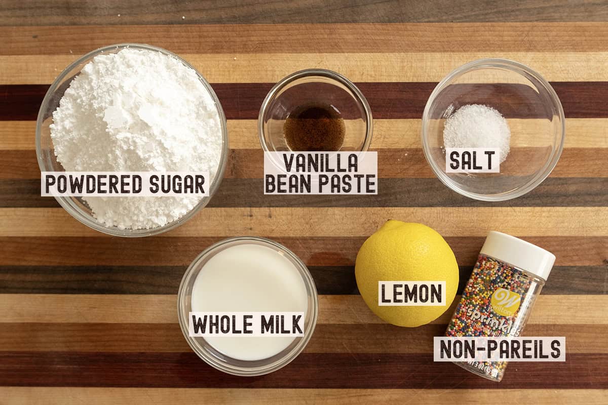 Ingredients for lemon ricotta cookie icing.